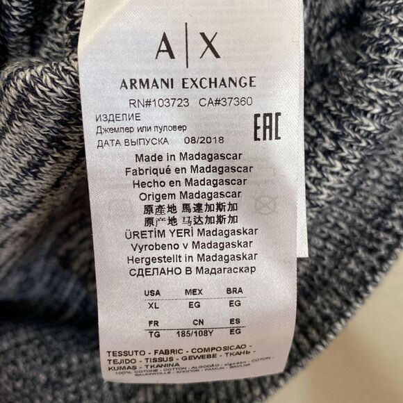 ARMANI EXCHANGE Men’s Crew Neck Pullover Heavy Cotton Sweater Size XL. NWOT - Picture 4 of 10